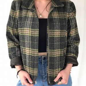 Norton McNaughton Green and Black Plaid Blazer